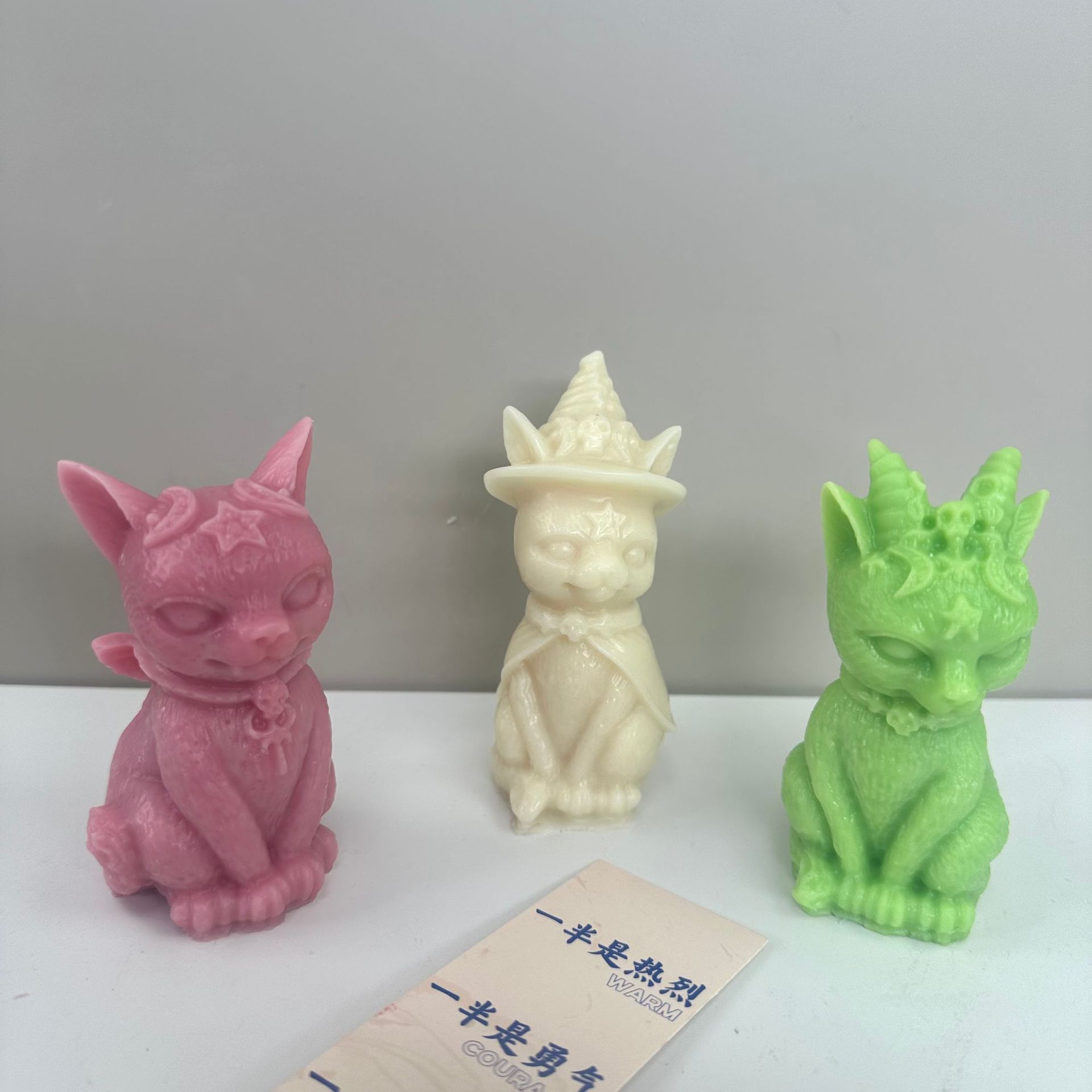 猫咪香薰蜡烛硅胶模具DIY卡通动物巧克力蛋糕石膏捏捏乐硅胶模具