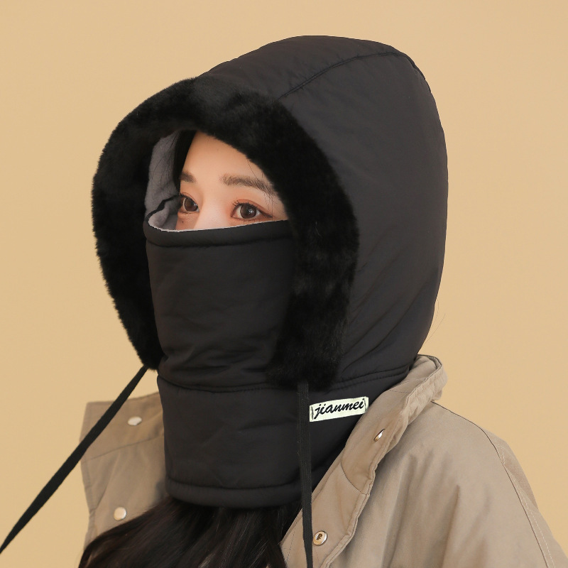 冬季保暖雷锋帽子男防风加绒厚围脖一体面罩女骑车防风骑行包头帽|undefined