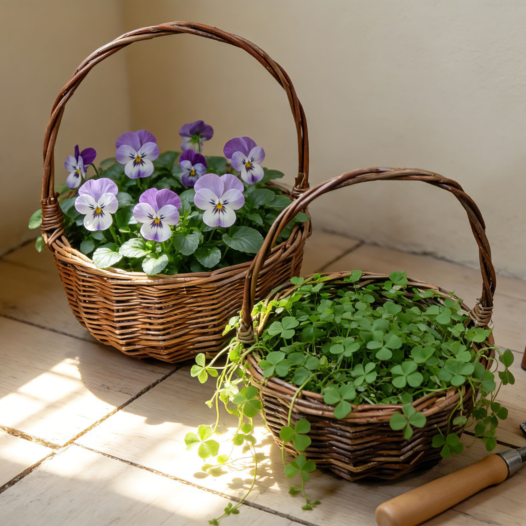 Cestas de mimbre para flores, cestas tejidas a mano, arreglos florales, decoraciones con plantas verdes, recipientes decorativos para flores, macetas rústicas hechas a mano con mimbre y paja.