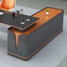 科技感烤漆办公桌简约现代老板桌创意大班台时尚经理桌总裁桌轻奢