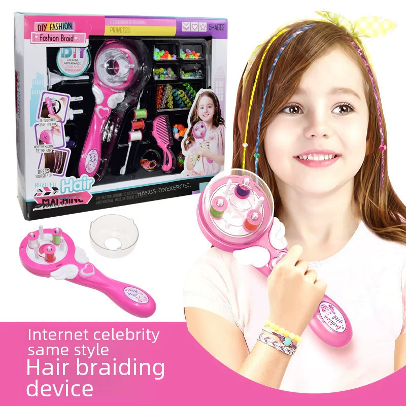 Electric magic makeup primer for braiding hair, hair accessory, toy with pigtail