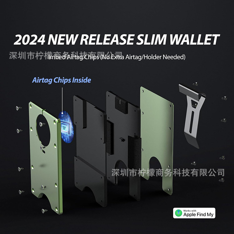 AirTag金属財布内蔵Airtagチップのシンプルな財布は、RFIDロック付きクレジットカードに対応しています