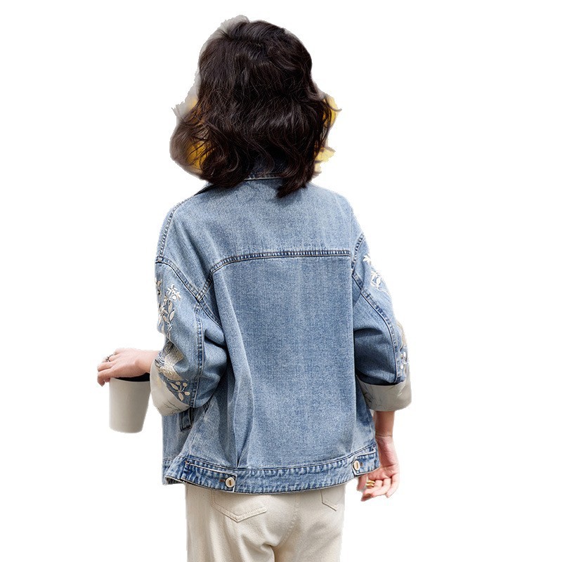 牛仔刺绣外套女春秋2025新款小个子短款百搭时尚洋气休闲夹克上衣|undefined