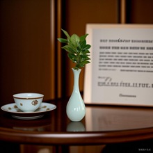 玉净瓶茶道花插花器家居新中式摆件陶瓷小花瓶观音瓶供佛禅意花瓶