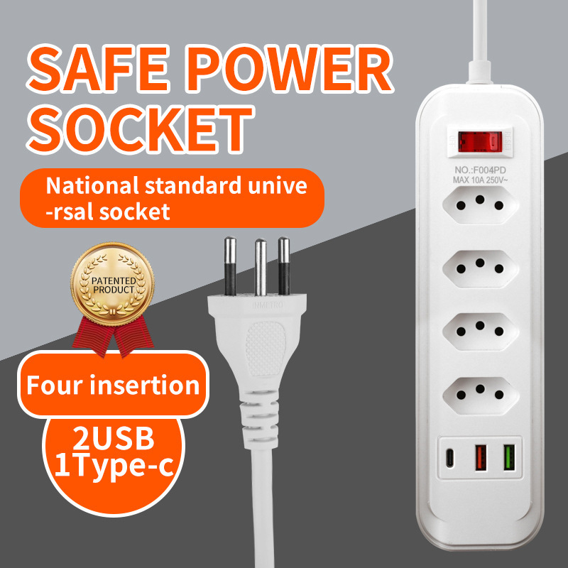 Exportaciones de comercio exterior inteligentes para Brasil enchufe de enchufe 3 / 4 / 5 / 6 con enchufe de alimentación 3USB