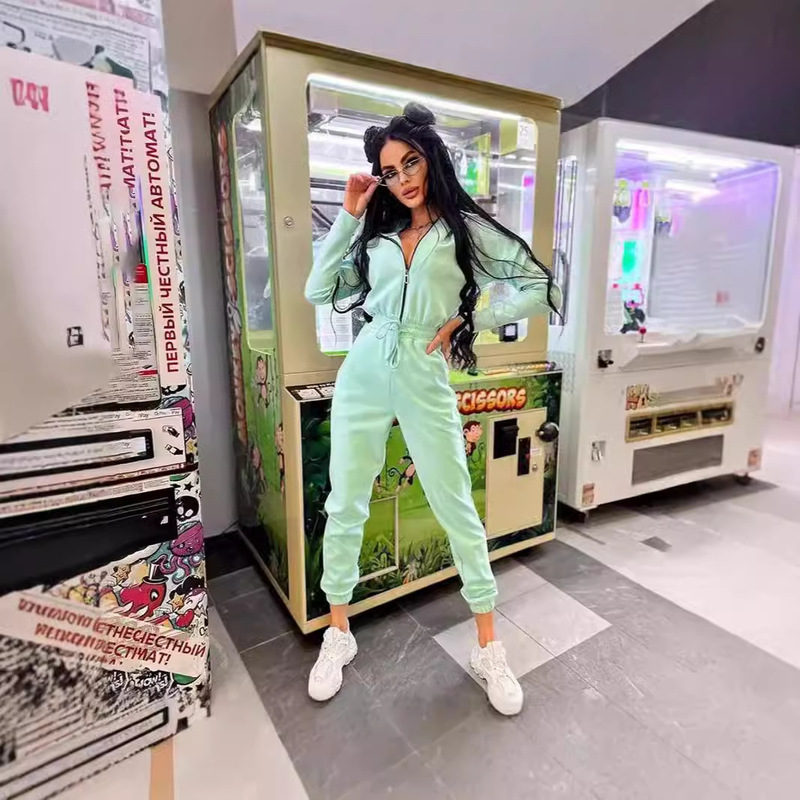 Cross-border Best Selling 2024 Amazon ebay Sports Casual Women's Clothing Hooded Rope Leg Jumpsuit suit