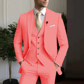 外贸男士西装跨境欧美商务休闲宴会西服套装婚礼高级感伴郎礼服男