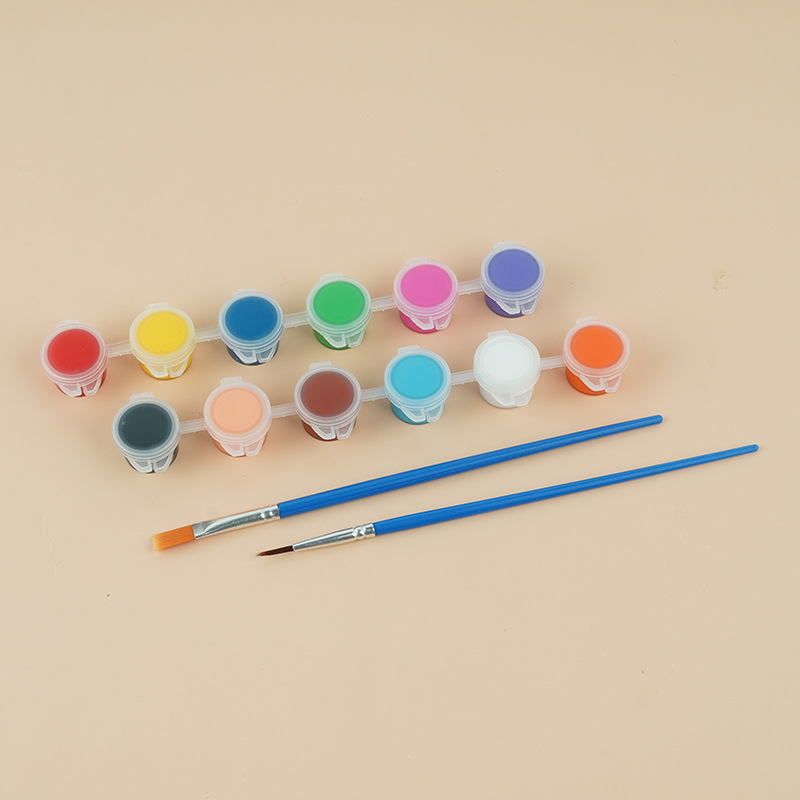 Pintura acrílica de los niños 12 colores traje 6 estudiantes siameses kindergarten arte pintura graffiti DIY yeso tira pigmento