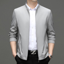 2023年新款秋季男士休闲夹克中老年轻奢商务行政大码立领外套夹克