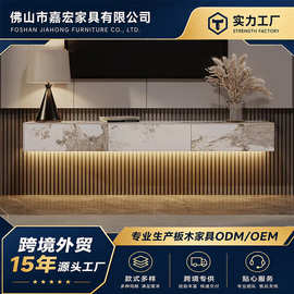 客厅家用小户型创意实木电视柜现代简约岩板悬挂式电视柜奢华高级