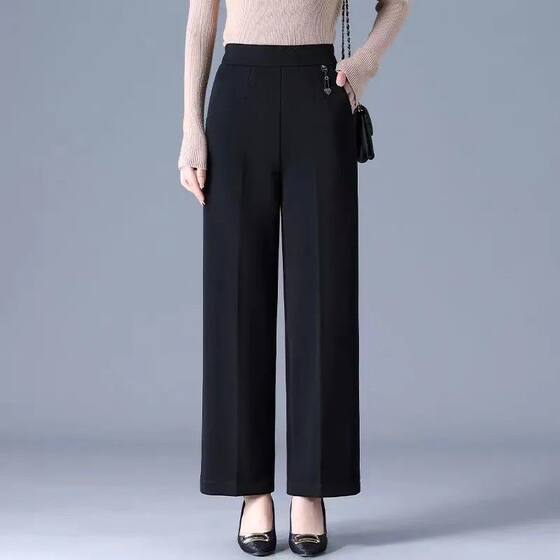 Spring Autumn and Summer New Middle-aged Mother Pants 2025 Outer Wear High Waist Casual High-end Wide Leg Pants Loose Straight Women's Pants