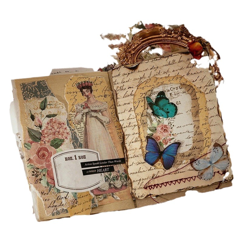 Momo material de papel Libro Mundo Crepúsculo serie retro Diario material de decoración 100 piezas en 8 tipos