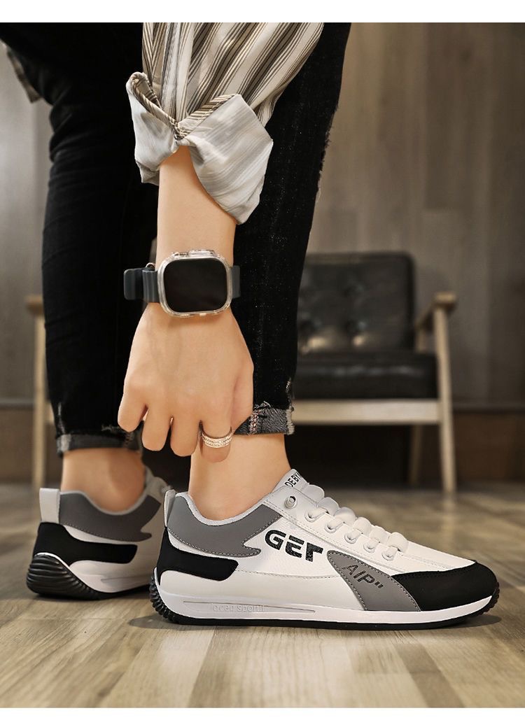 Herrenschuhe 2024 Frühling und Herbst Leichte, weiche Sohle, Leder, vielseitige Forrest Gump-Schuhe, lässige, rutschfeste Slip-On-Fahrschuhe für Herren_voghion.com