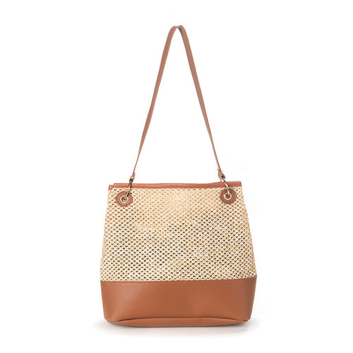 Women's Bags  New Autumn Straw Bag Fashion Simple Handbag Woven Shoulder Tote Bag Wholesale