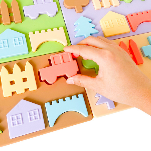 New food grade chewable children's puzzle toy baby early education puzzle matching board silicone puzzle board