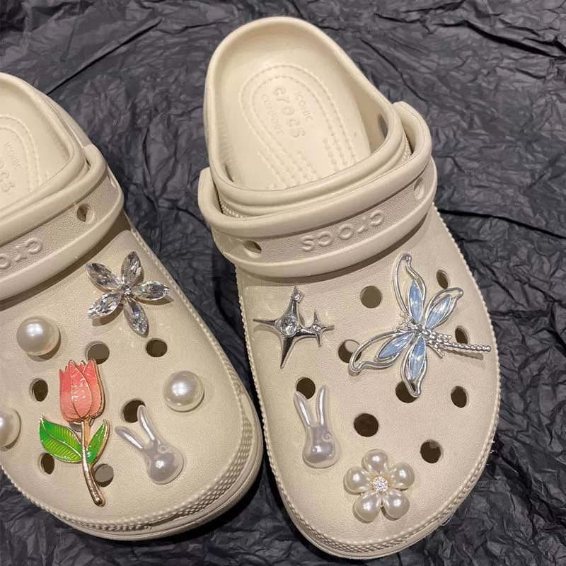 Аксессуары Crocs, набор цветов для обуви DIY, Xiaohongshu рекомендует стразовые яркие многоцветные сменные наборы цветов для обуви Crocs