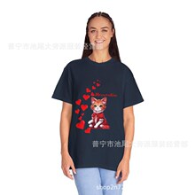 跨境外贸潮流新款印花短袖情侣装自定义来图定 制宽松舒适独立站