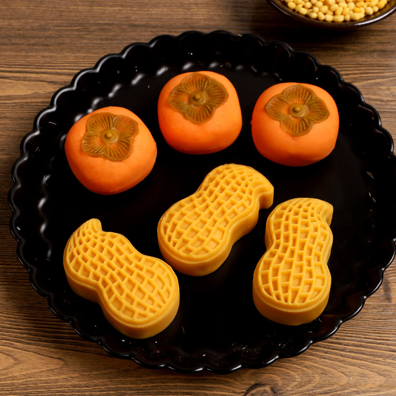好事发生柿子好柿花生中秋冰皮月饼模具手压式绿豆糕模型印具创意