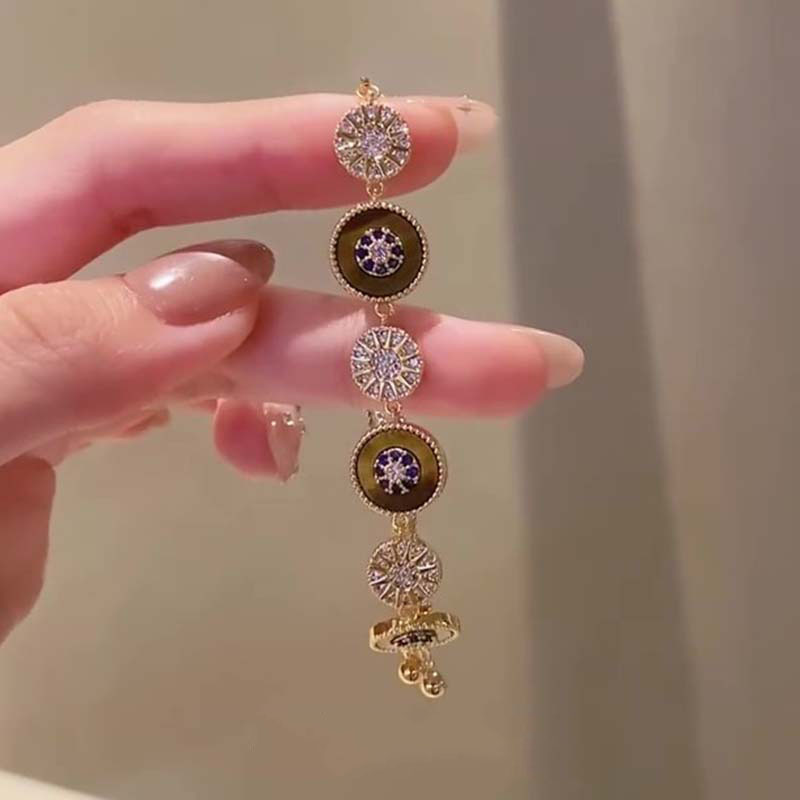 法式复古八芒星圆盘手链女高级感时尚显白虎眼石气质百搭精致手链|undefined
