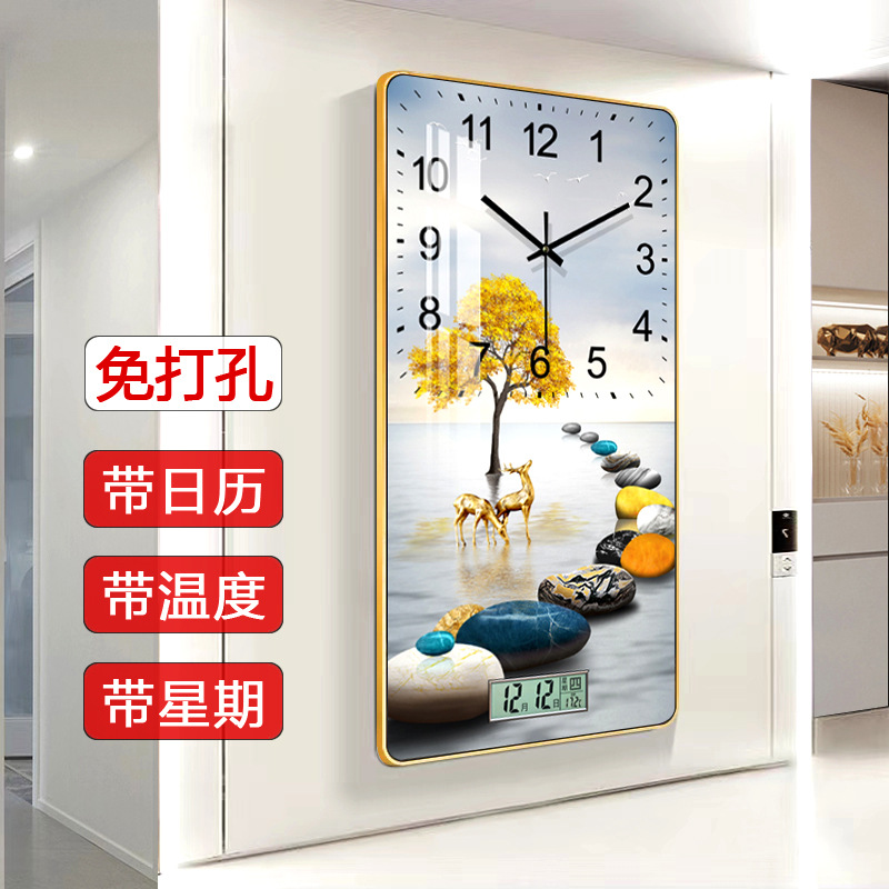 현대 간단한 시계 벽 시계 거실 유행 조용한 홈 2024 새로운 인터넷 연예인 시계 벽 시계 스트랩 즉시 재미