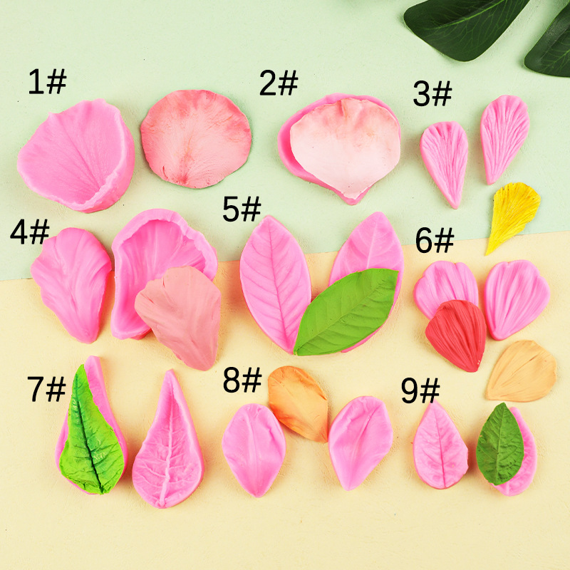 Hojas pétalos de rosa fondant molde de silicona peonía simulación flor AI su azúcar textura de doble cara azúcar flor molde de silicona