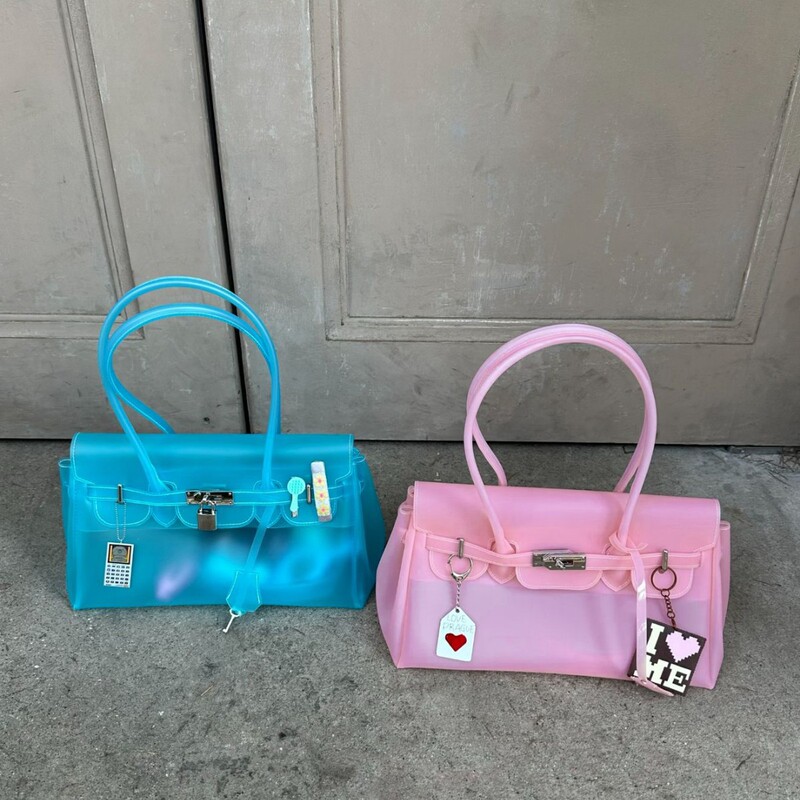 Jellyfirkin Kelly Bag Korean New Horizontal Style Tpu Jelly Bag Shoulder Bag Waterproof Beach Bag for Women