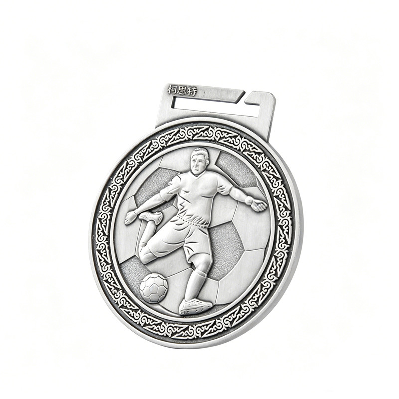 Fabricantes de metal cuello medalla de fútbol escuela medallas de premios al por mayor eventos deportivos medallas transfronterizas