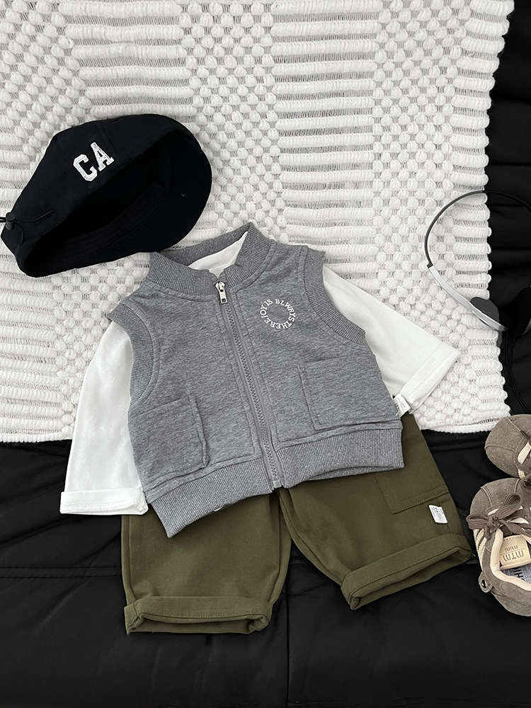 Guapo niño chaleco de otoño coreano nuevo chaleco de moda cool bebé ocio hombro clip caballo bebé chaleco de aire exterior