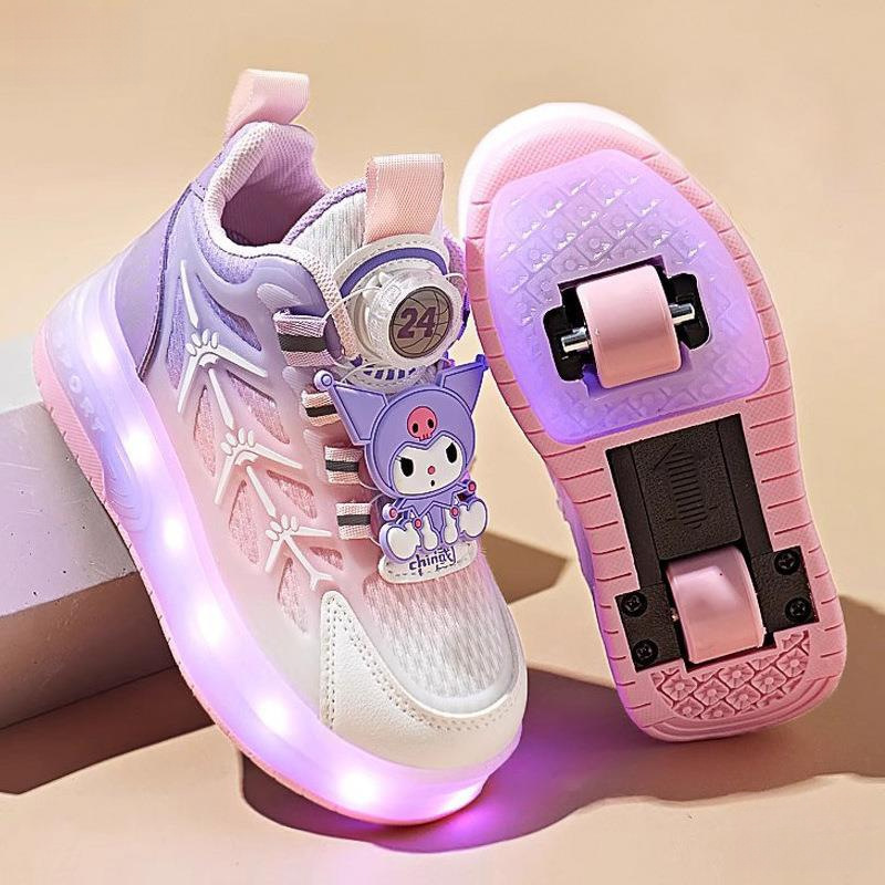 Cross-border generation hair girls heelloo shoes summer new children's skating shoes kulomi small white shoes sports skating invisible