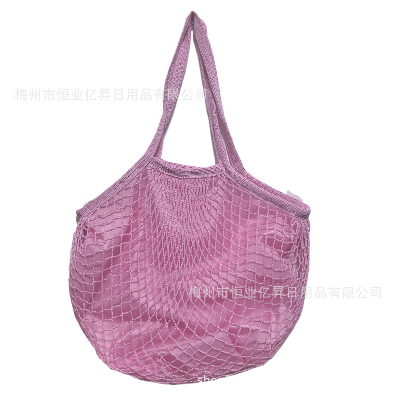 Bolsa de malla de algodón portátil al por mayor Bolsa de compras Supermercado Bolsa de malla de verduras y frutas Bolsa de compras Bolsa tejida hueca