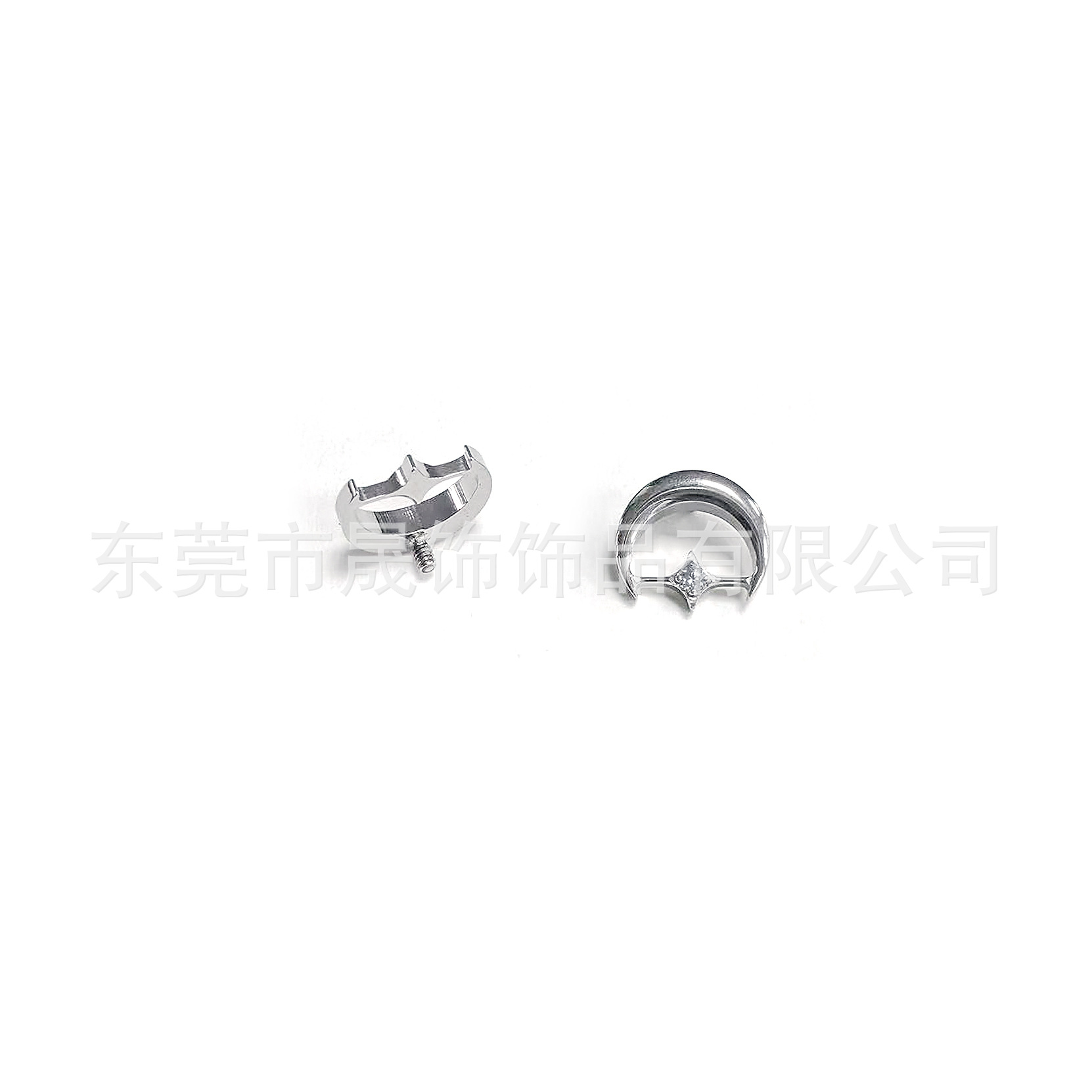 F136 Titanium Alloy Ear Stud Moon Studded 5A四角 Cubic Zirconia Helix Cartilage Stud G23 Titanium Internal Thread 人体 Piercing Jewelry