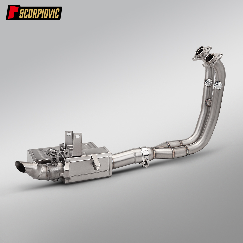 CFMOTO 450SR stainless steel dual-channel valve back-pressure box front section exhaust pipe motorcycle exhaust modification