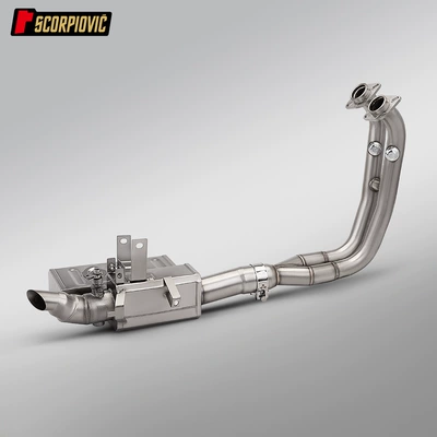 CFMOTO 450SR stainless steel dual-channel valve back-pressure box front section exhaust pipe motorcycle exhaust modification
