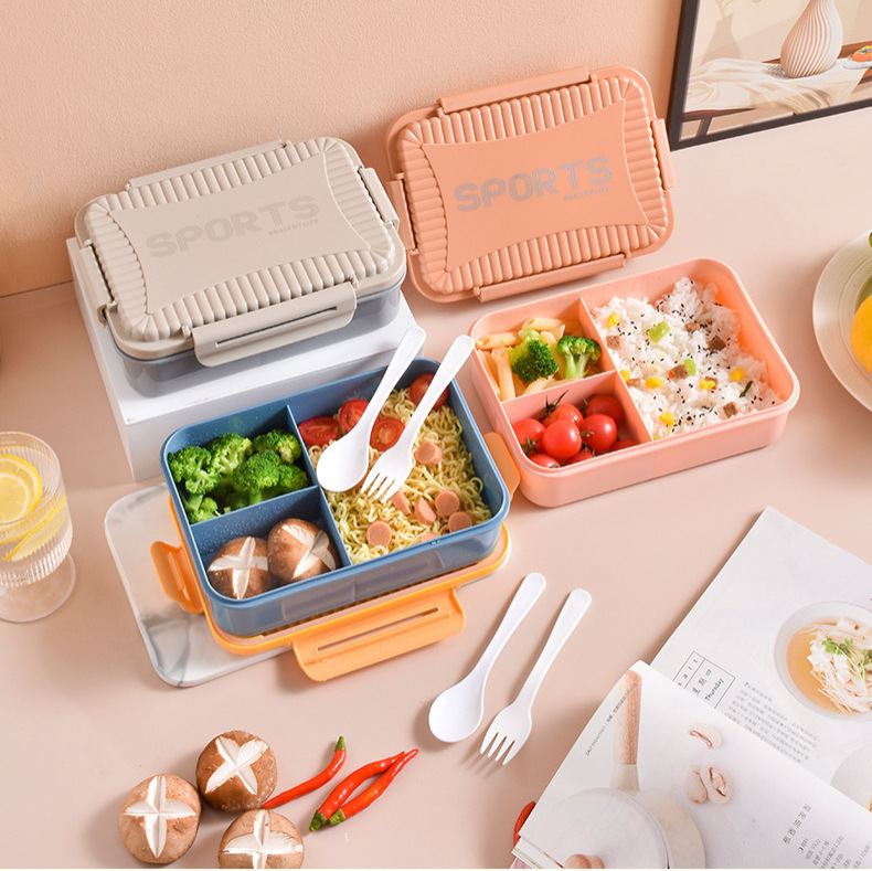 Nuevo producto de gran capacidad de caja de almuerzo de plástico de tres partes para estudiantes de oficina puede calentarse por microondas caja de comidas portátil