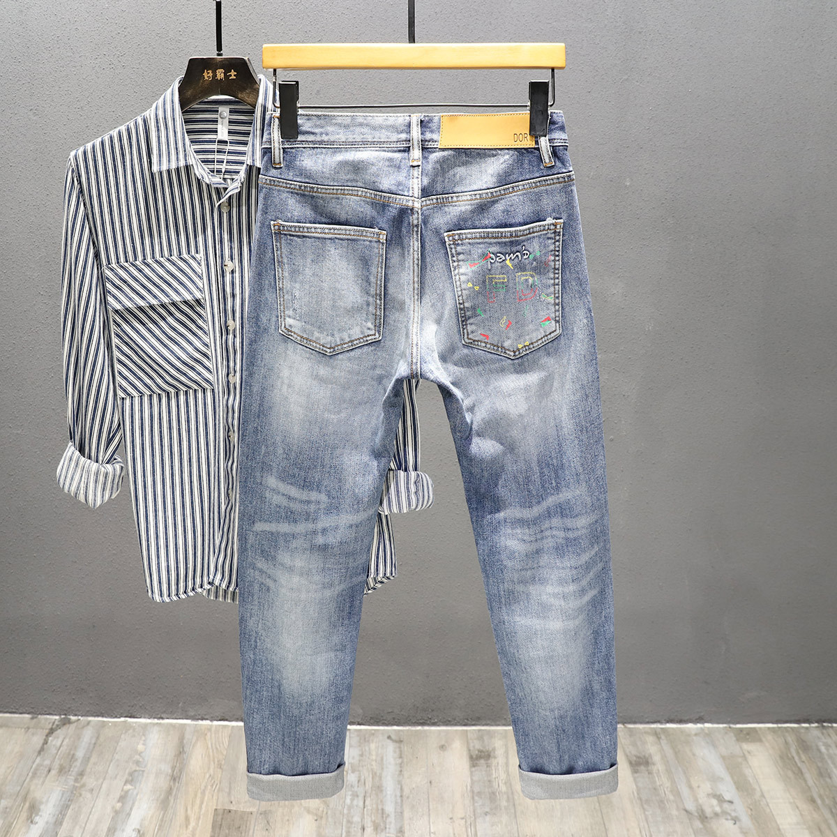 2022 otoño e invierno nueva marca de moda jeans hombres nueva moda suelta pequeño harem casual skinny jeans