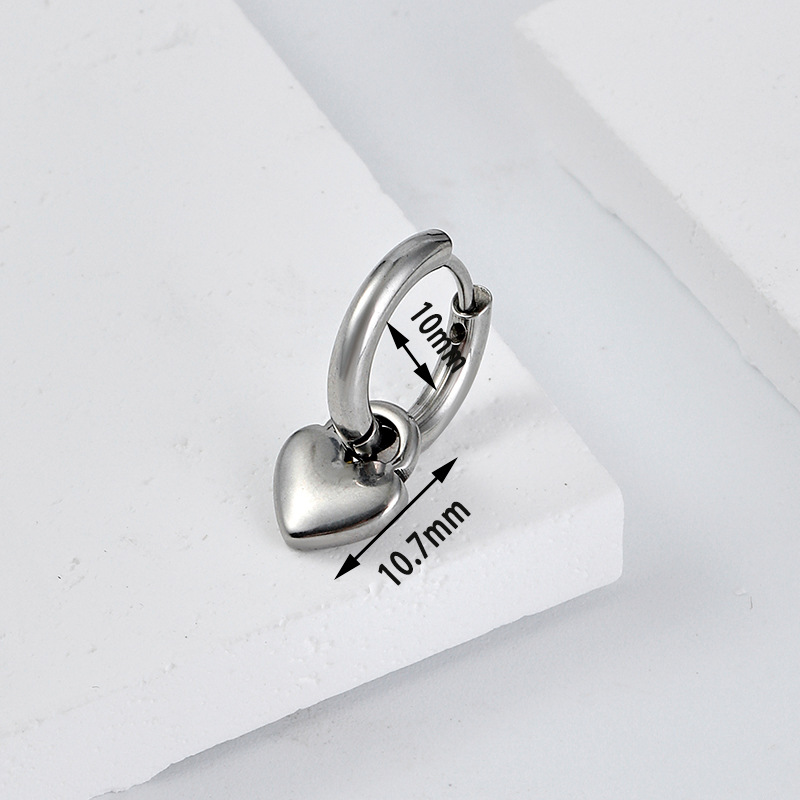 Fashion Heart Shape Stainless Steel Drop Earrings 1 Piece