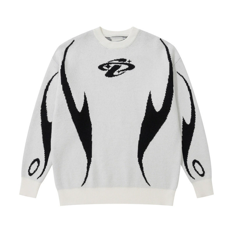 Демисезонный вязаный свитер, oversize, круглый ворот