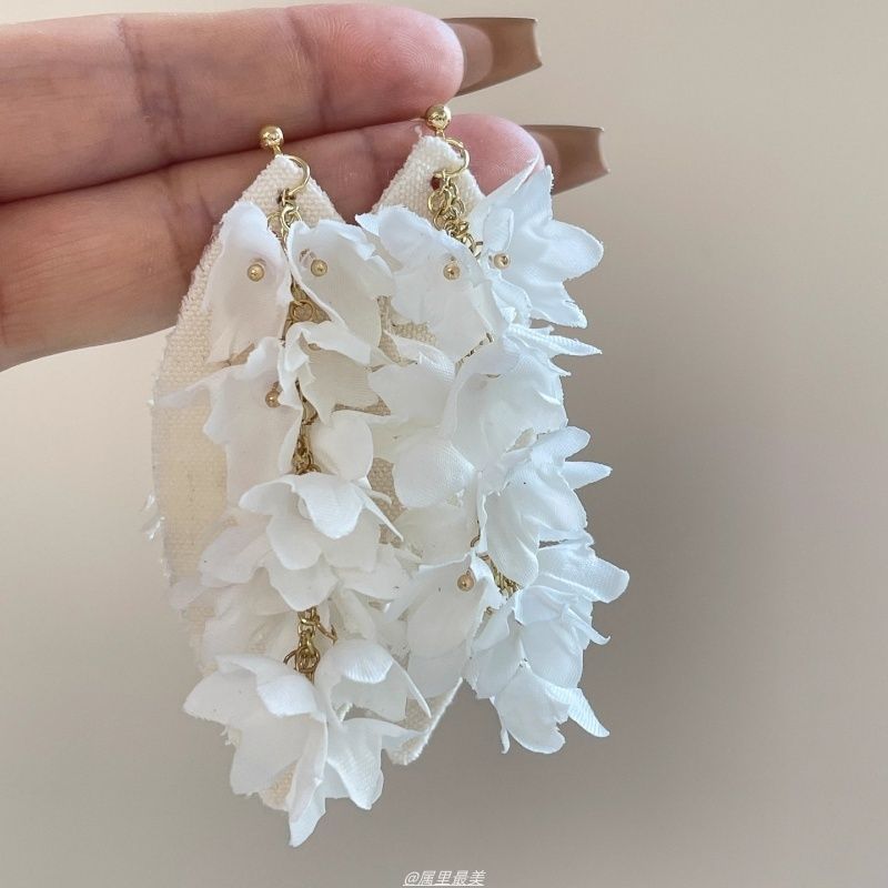 姜妍同款铃兰花流苏花朵耳环小众设计感独特气质耳饰耳坠花瓣耳钉|undefined