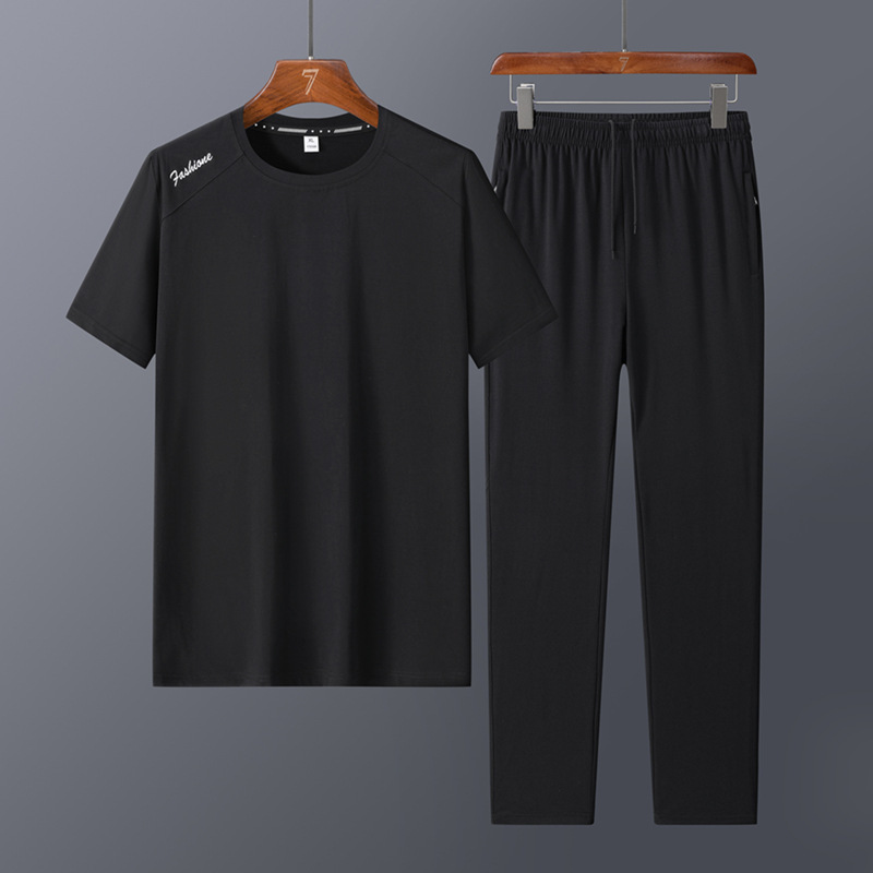 Trajes deportivos de algodón transfronterizos de mediana edad para hombres de verano delgado de mediana edad para padres de verano para correr ropa deportiva casual