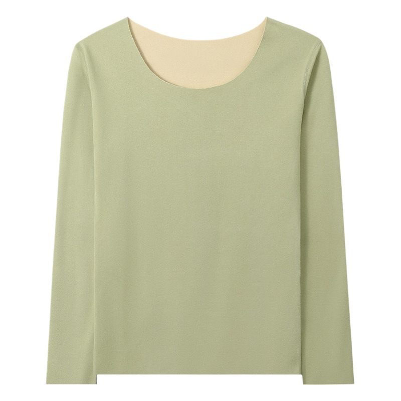 De terciopelo ropa interior térmica sin costuras superior de las mujeres engrosada camisa de fondo de calefacción forrada de lana 2023 Otoño e Invierno ropa térmica de Otoño de las mujeres