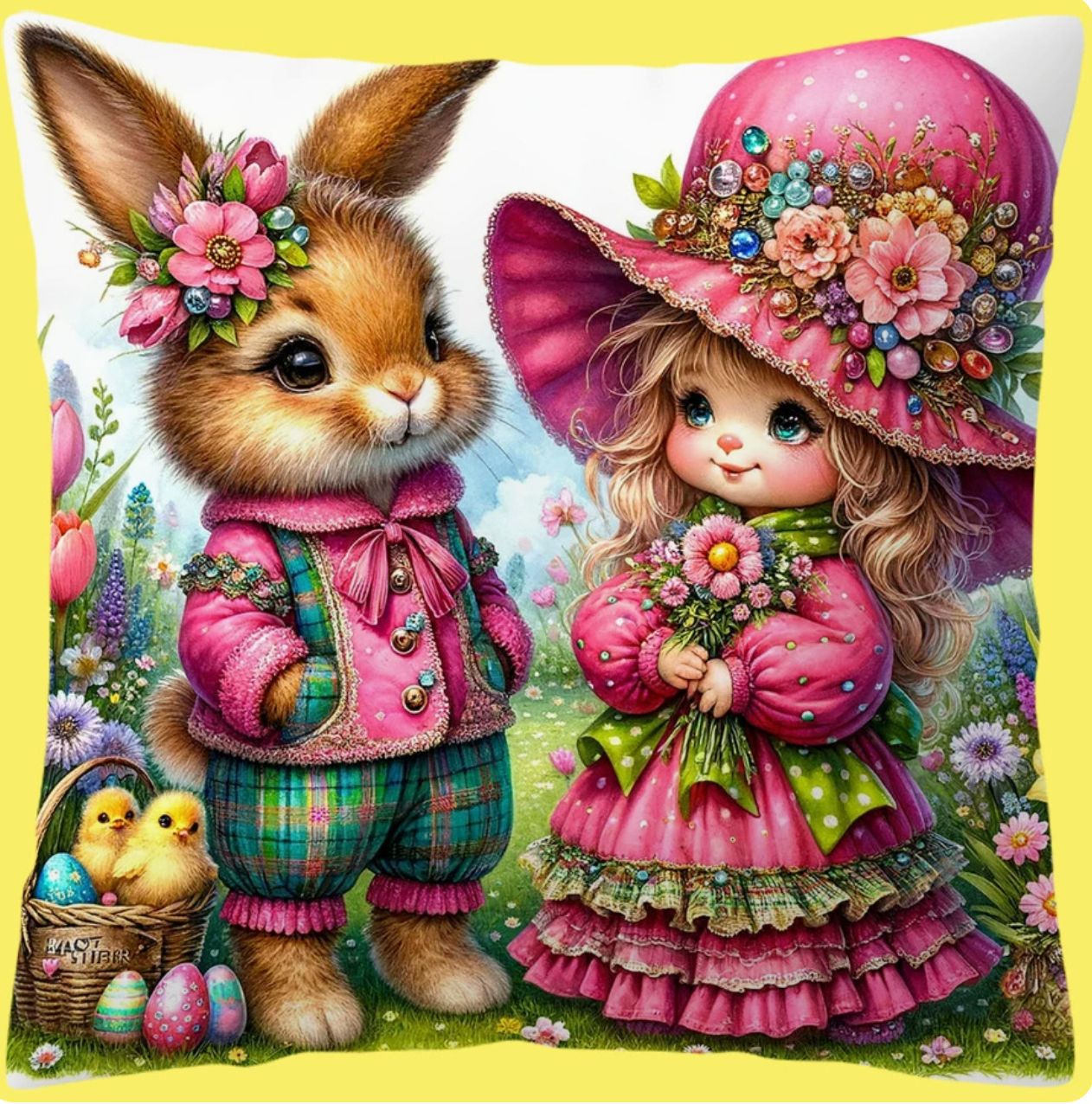Huevo de Pascua Camión Impresión Funda de almohada Conejo transfronterizo Decoración de vacaciones Hogar Sofá Funda de almohada Funda de cojín