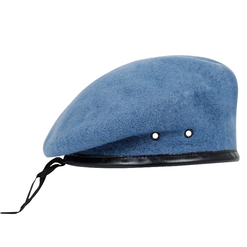 Gorra de pintor de lana pura de otoño e invierno europeo y americano Gorra azul marino Boina Gorra retro para mujer Sombrero de moda