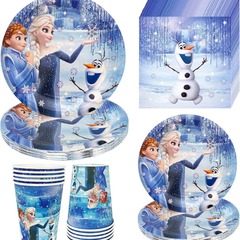 新品アナと雪の女王のテーマパーティー食器セット用品使い捨てエルサ紙皿紙コップペーパータオルfrozen