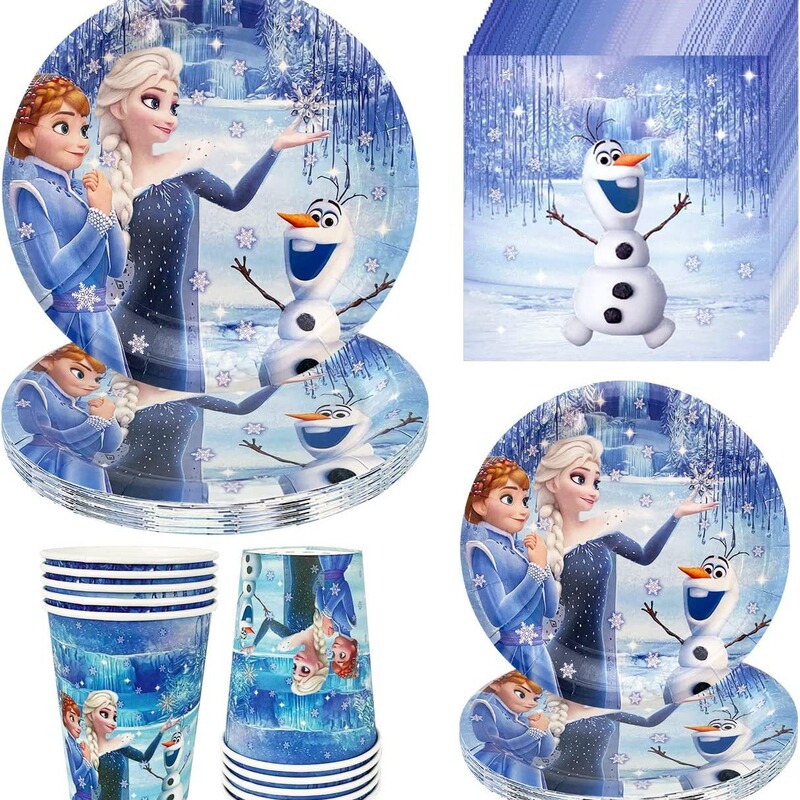 New Frozen Theme Party Tableware suit Supplies Disposable Aisha Paper Tray Paper Cup Paper Towel Frozen New Frozen Theme Party Tableware suit Supplies Disposable Aisha Paper Tray Paper Cup Paper Towel Frozen