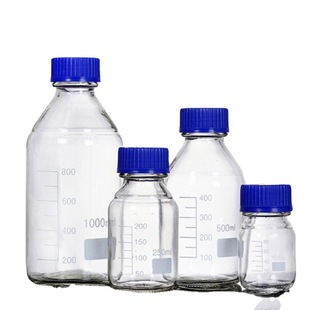 Spot transparent glass blue cap reagent bottle silk glass bottle sealed chemical laboratory sampling bottle neutral material