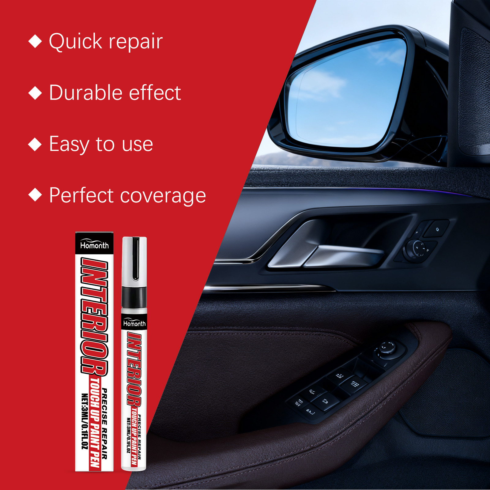 HOMONTH Car Touch-Up Paint Pen, for Car Body Scratch Repair, Paint Renovation, and Color Touch-Up