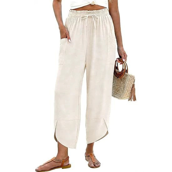 2026 Amazon Women's Summer Bohemian Wide-Leg Cropped Pants Flowy Barrel Harem Shorts Cotton Vacation Wear