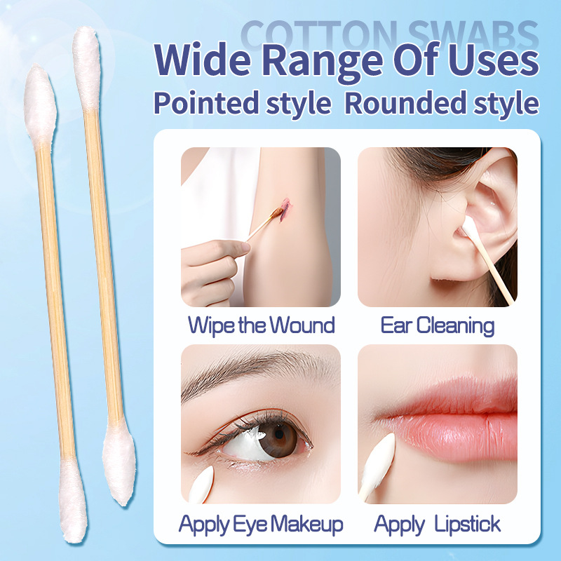 Ramila hisopos de algodón de limpieza desechables 300 piezas de doble cabeza espiral puntiaguda hisopos de algodón al por mayor