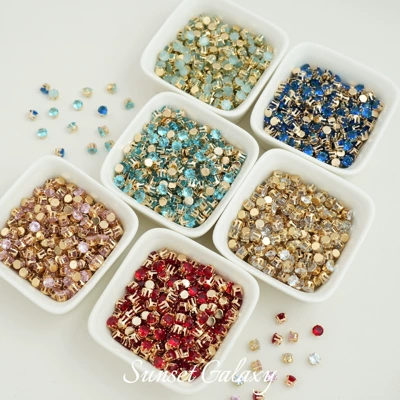 Round Zirconium Gold Bottom Claw Drill Hand-Sewn Drill Copper Plated 18K Gold Zircon Spacer Beads DIY Beads Beaded Bracelet Accessories Material