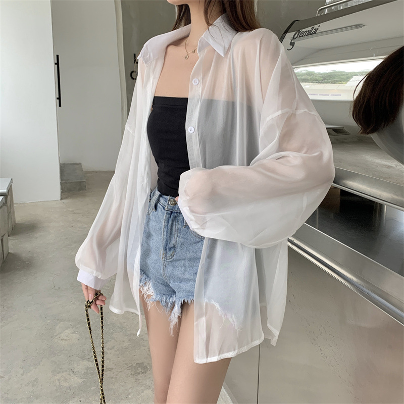 112g Weight Long Sleeve Sleeve Length Single Breasted Placket Type Shirtsleeve Sleeve Type Polyester, Chiffon Fabric Type Regular Top Length Cardigan Tops Type Holiday Occasion Shirt Collar Neckline Loose Fit Type Solid Color Pattern Summer, Spring Season Women's Gender Casual Style Wholesale Women's Casual Solid Color Long Sleeve Blouses 10